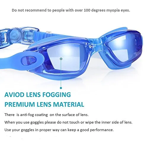 Aegend Anti-Fog UV Protection Triathlon Clear Swimming Goggles with Case (Blue)