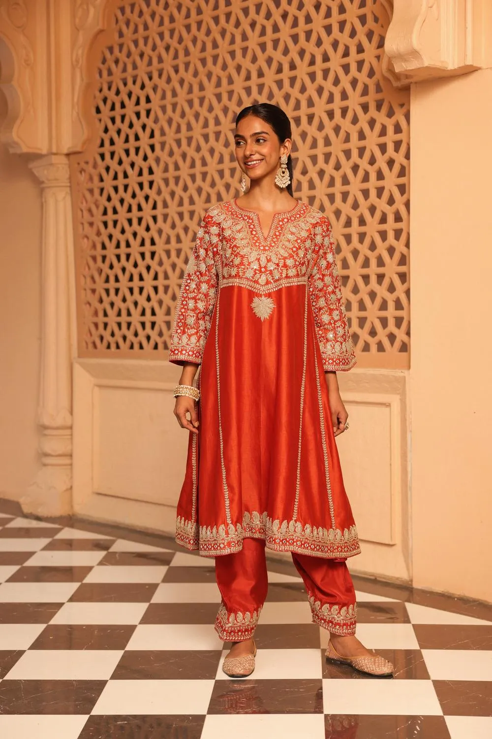 Aiman - Short Knee Length Chauga With Salwar And Odhni