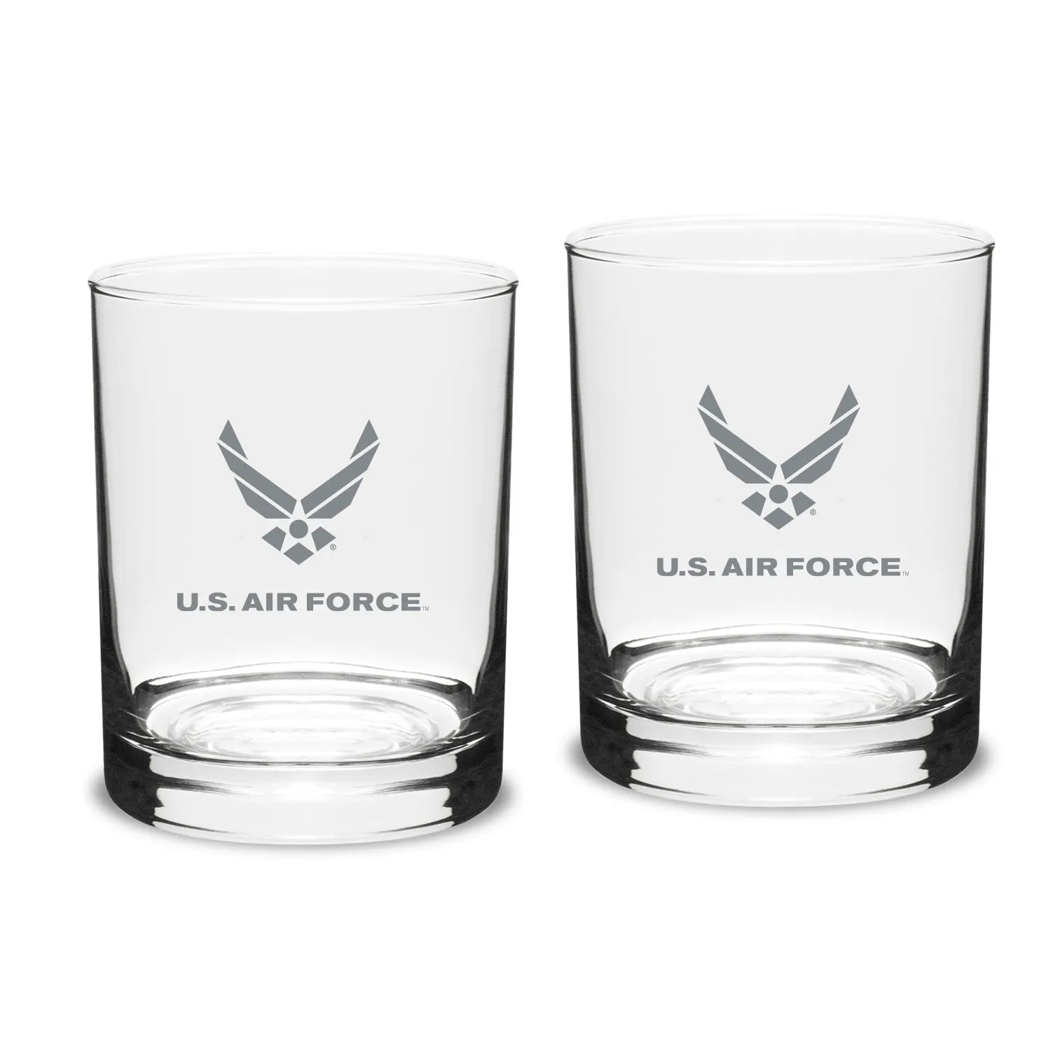 Air Force Wings 14oz Deep Etched Double Old Fashion Glasses (Clear)*