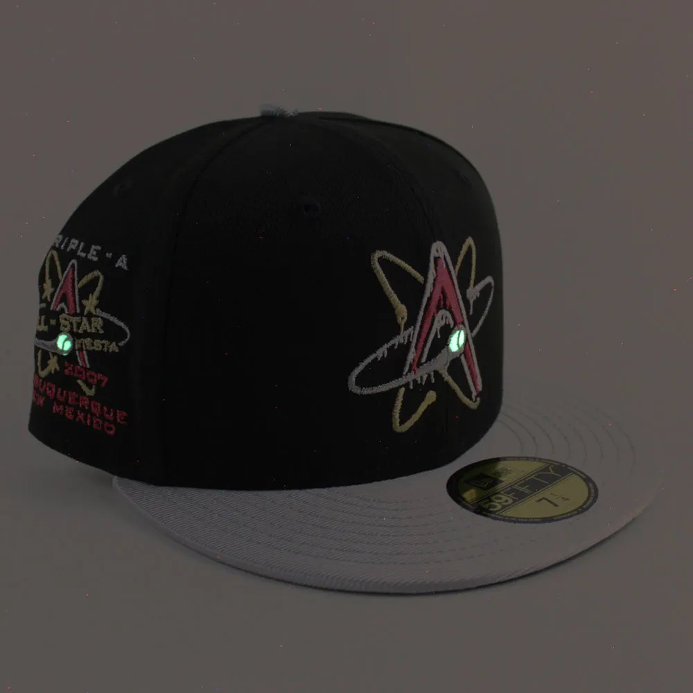 ALBUQUERQUE ISOTOPES Triple A Baseball New Era 59Fifty Fitted Hat (Drip Black Silver Green Under Brim)