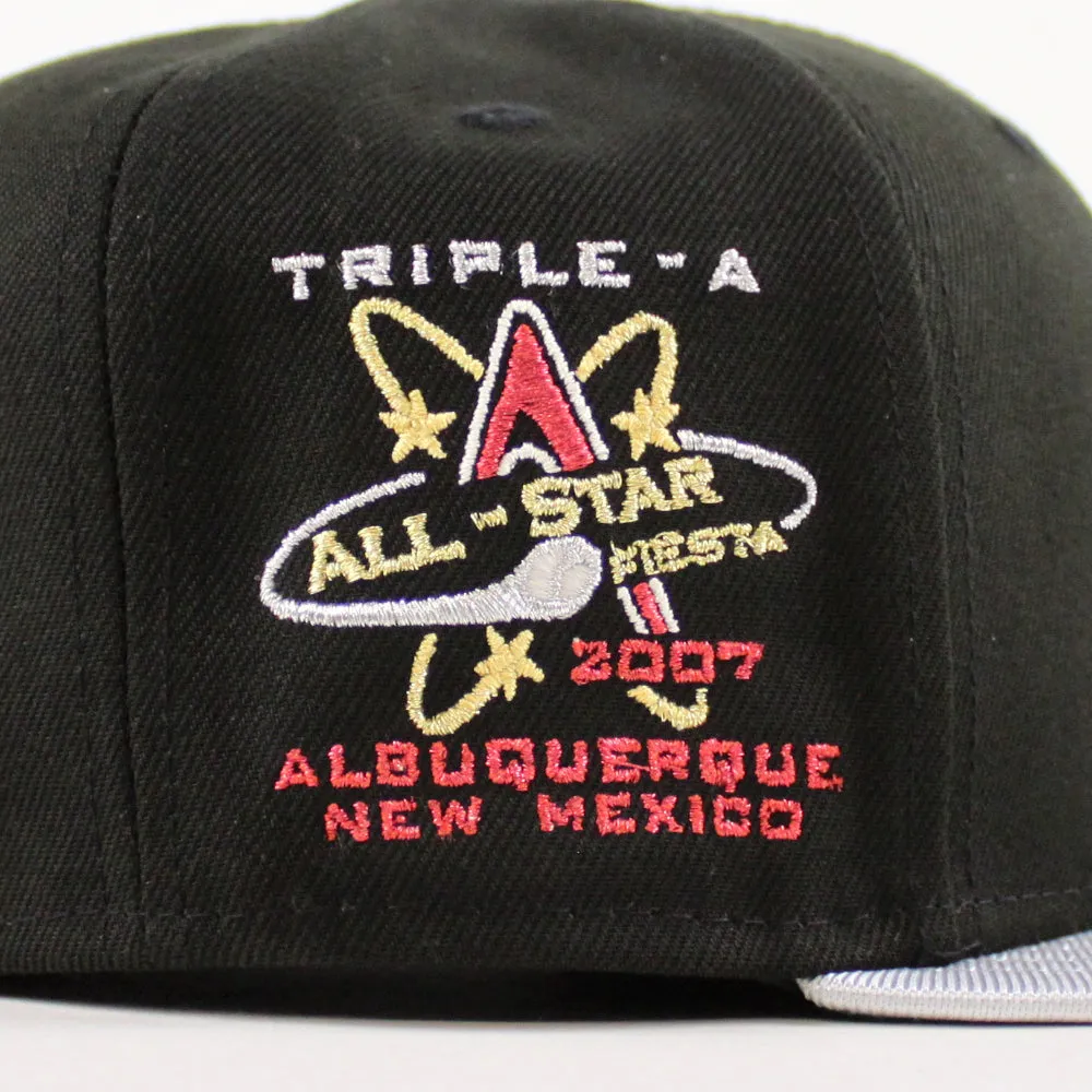 ALBUQUERQUE ISOTOPES Triple A Baseball New Era 59Fifty Fitted Hat (Drip Black Silver Green Under Brim)