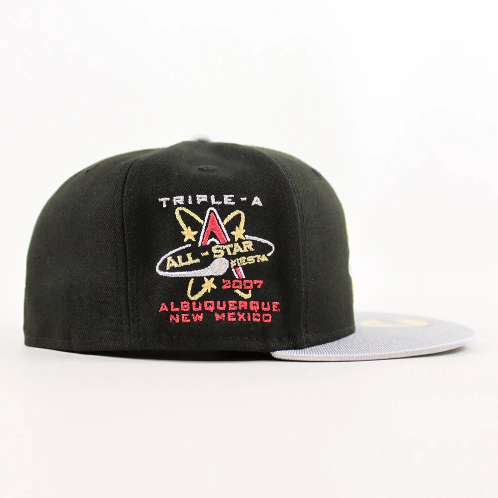ALBUQUERQUE ISOTOPES Triple A Baseball New Era 59Fifty Fitted Hat (Drip Black Silver Green Under Brim)