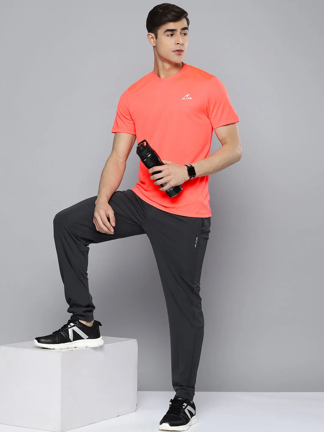 Alcis Men Neon Orange DryTech Sports T-shirt