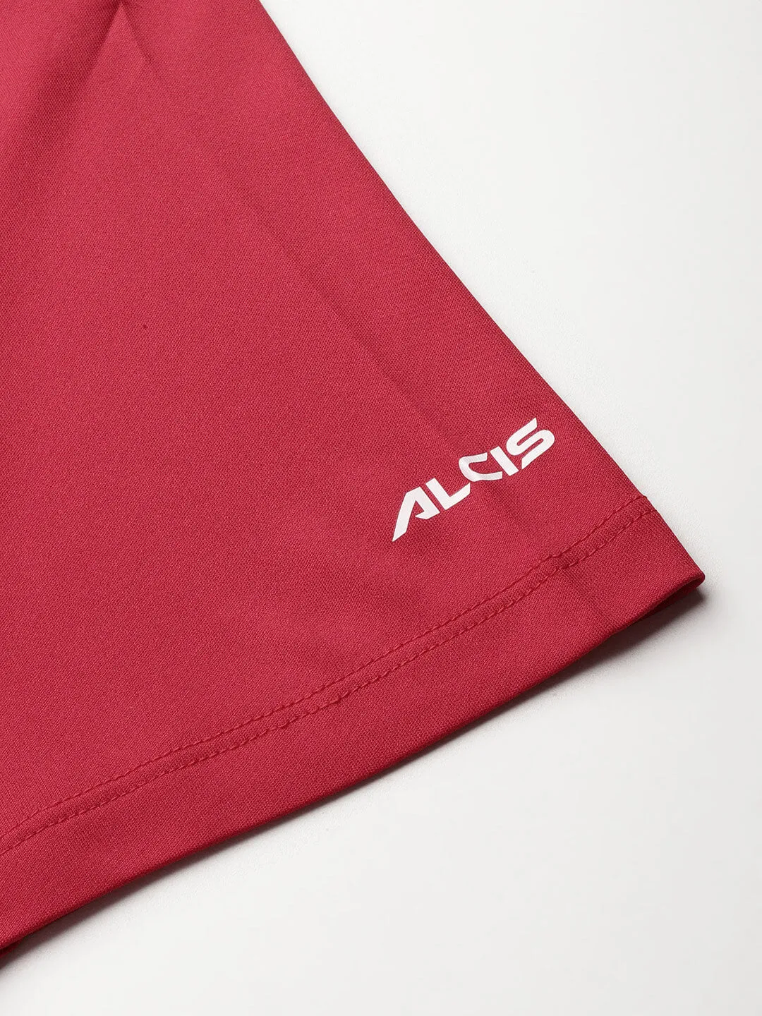 Alcis Men Red Typography Printed Anti Static Slim Fit Sports T-shirt