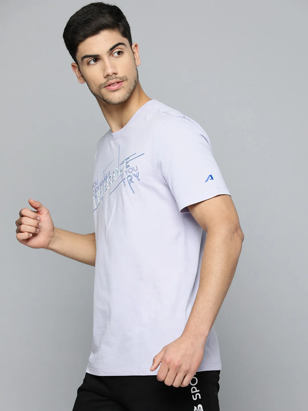 Alcis Men Typography Printed Anti Static Slim Fit Sports T-shirt