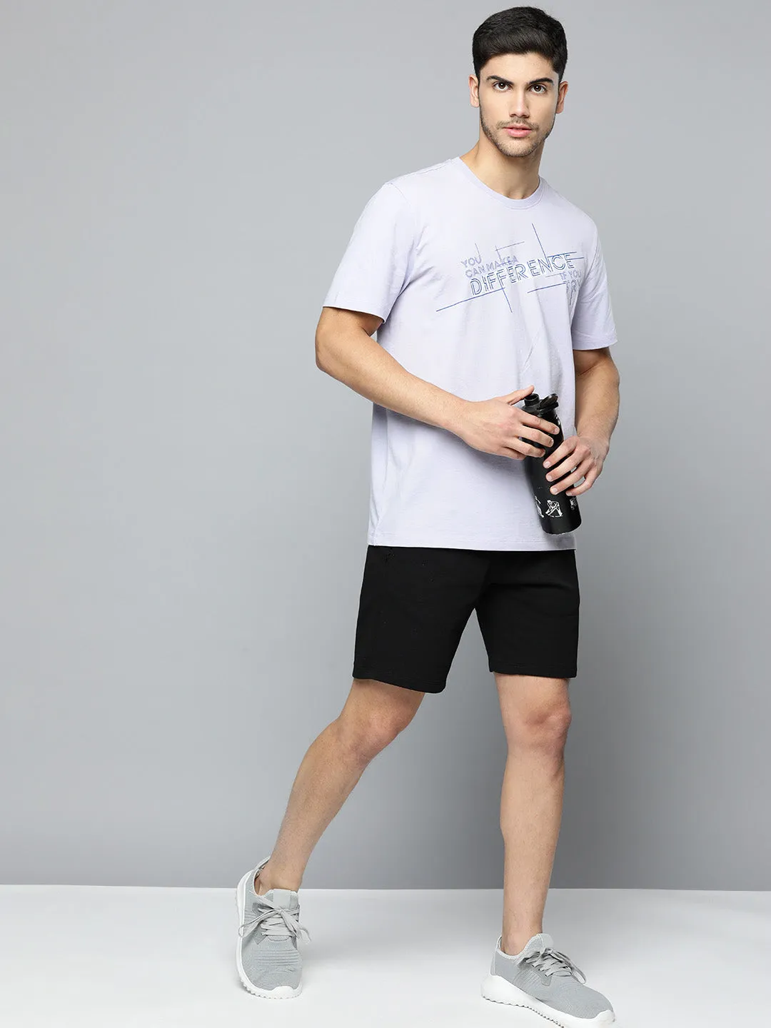 Alcis Men Typography Printed Anti Static Slim Fit Sports T-shirt