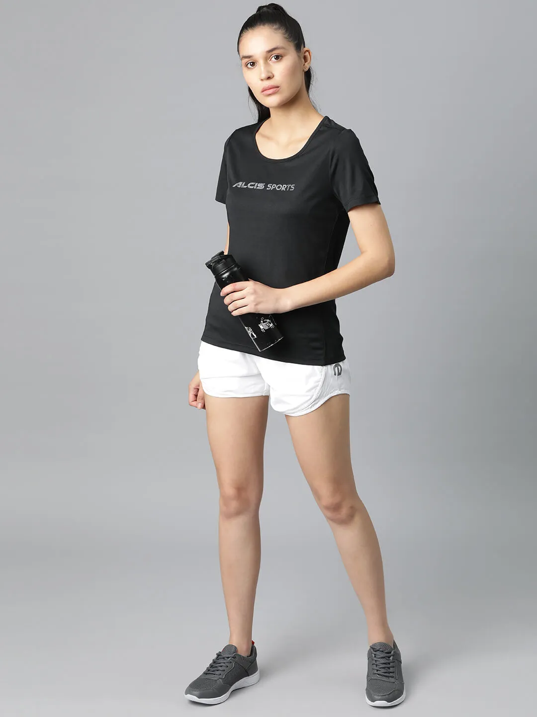 Alcis Typography Printed Anti Static Slim Fit Sports T-shirt