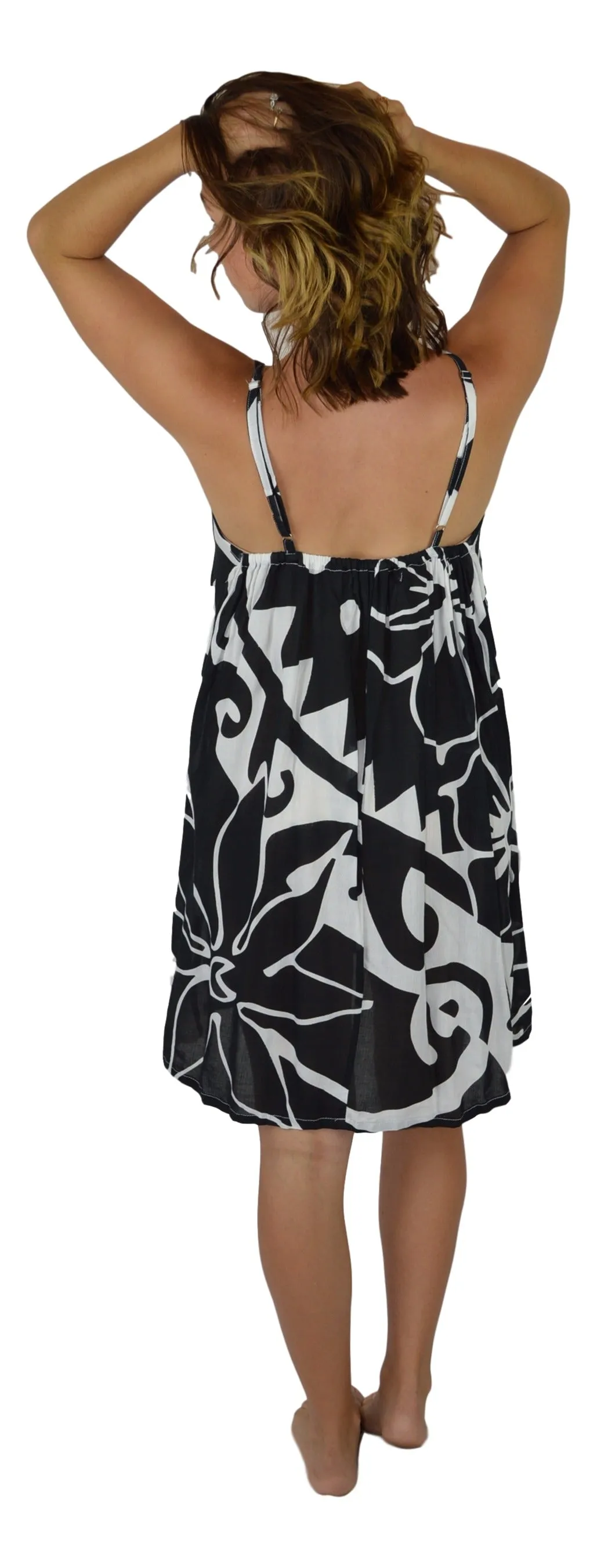 Aloha Royale - Bali Dress - Short - Hawaiian Hibiscus - Black
