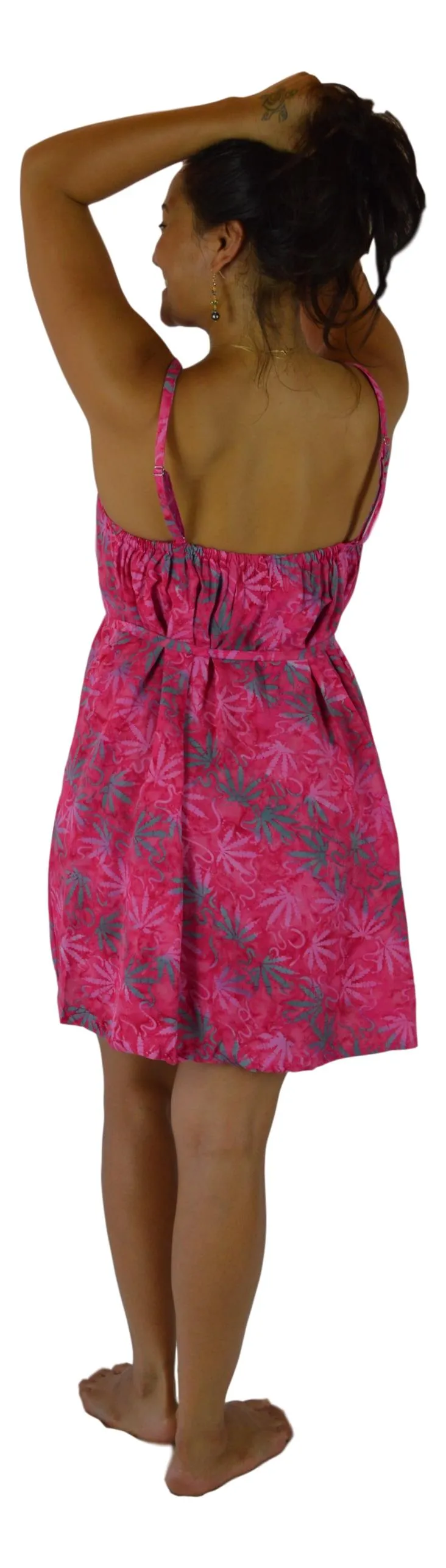 Aloha Royale - Short Bali Dress - Batik Ganja - Pink
