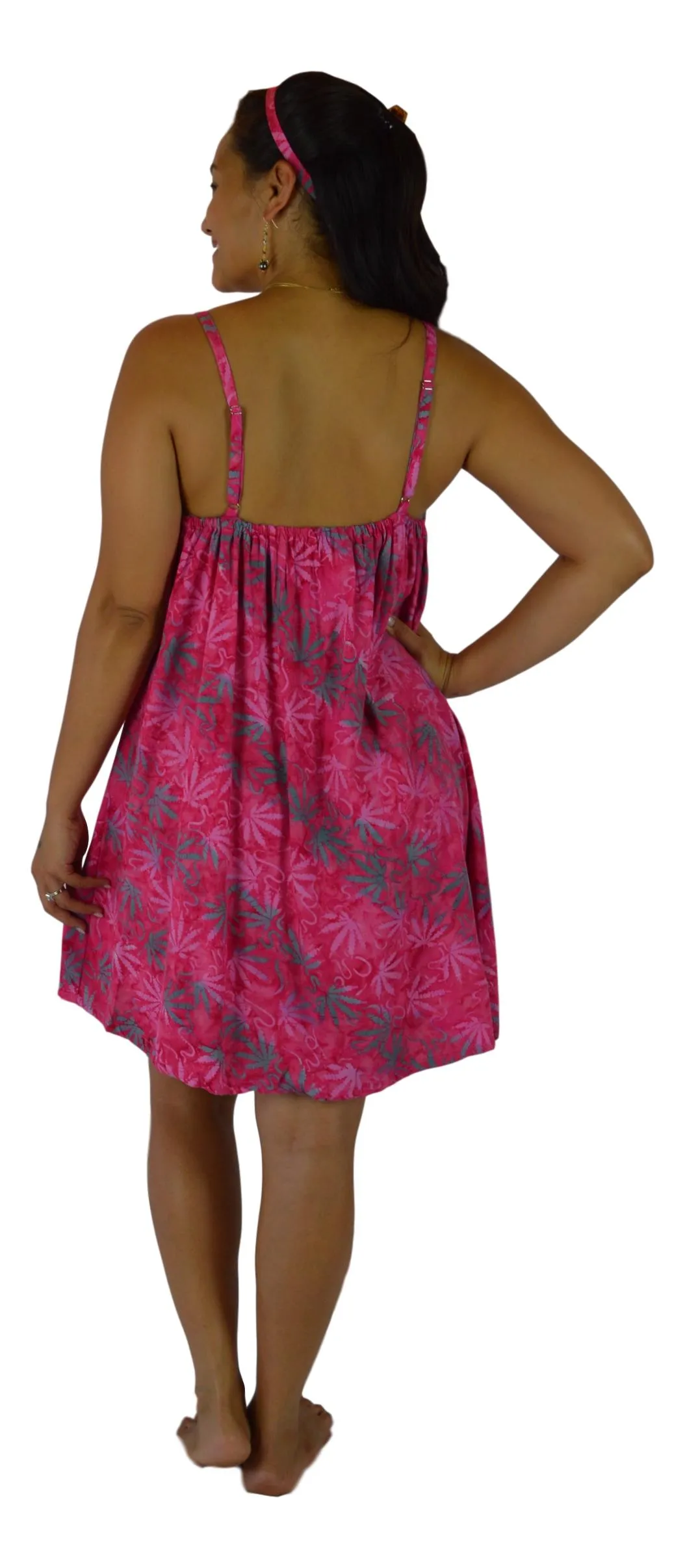 Aloha Royale - Short Bali Dress - Batik Ganja - Pink