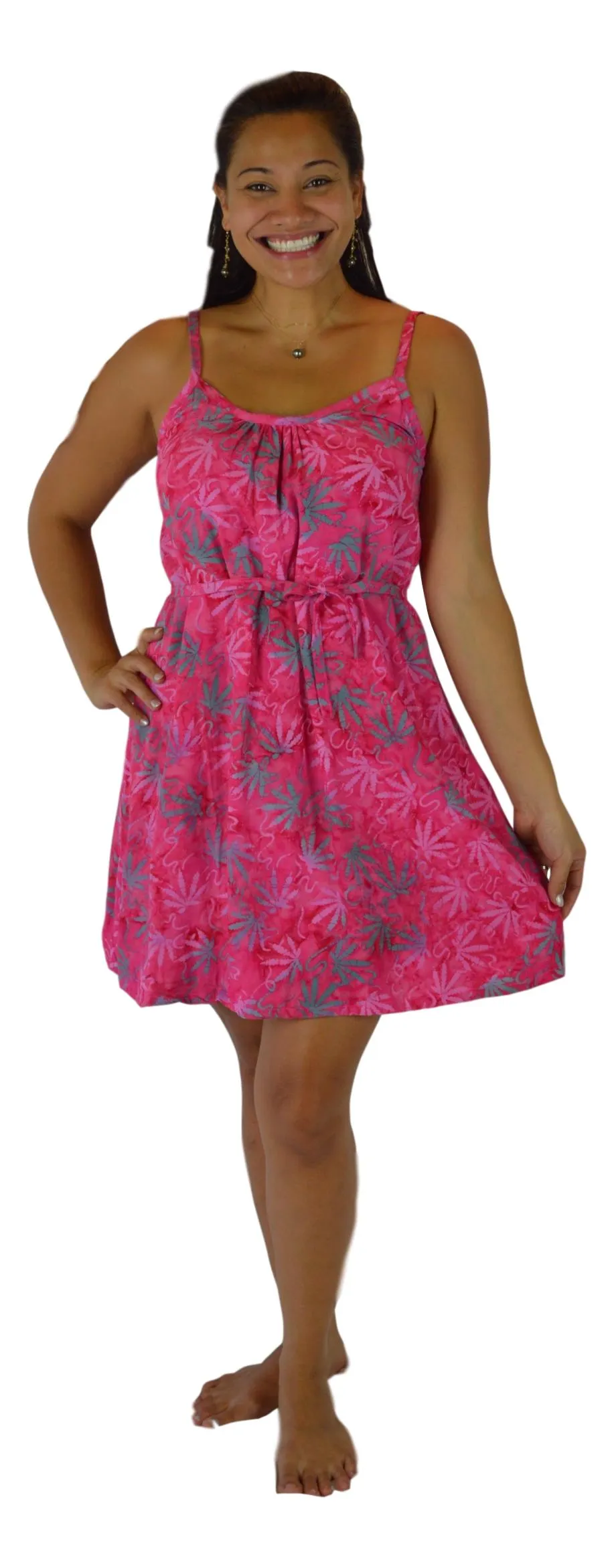 Aloha Royale - Short Bali Dress - Batik Ganja - Pink
