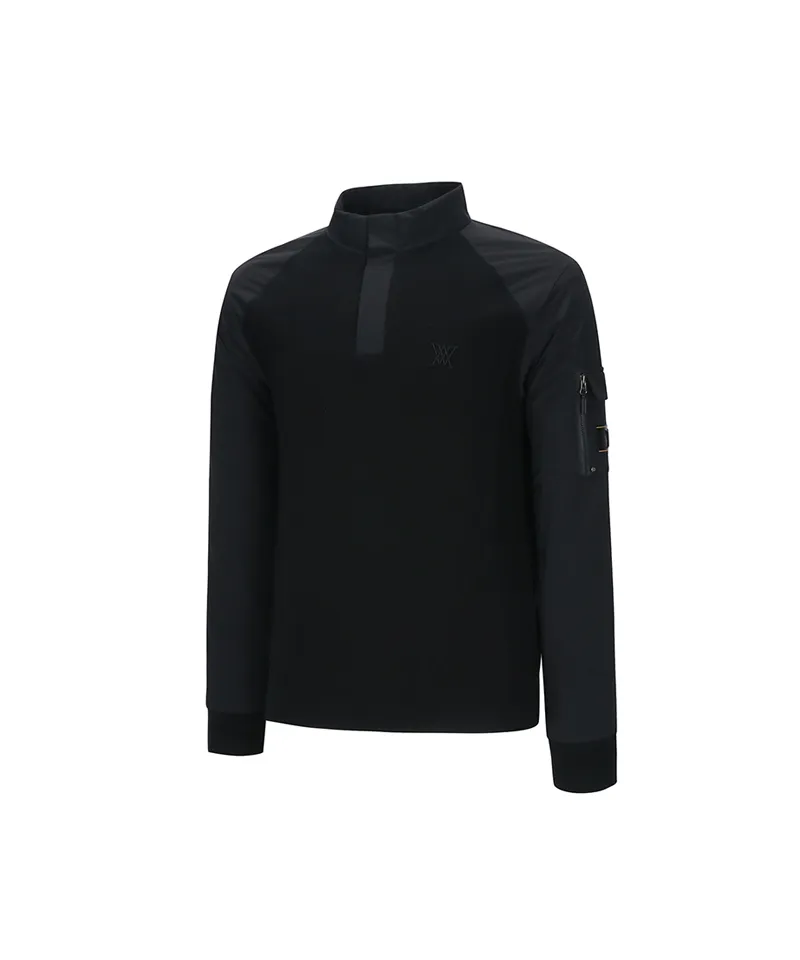 ANEW Golf Men's Preformance Wind Block Hybrid Pullover - Black