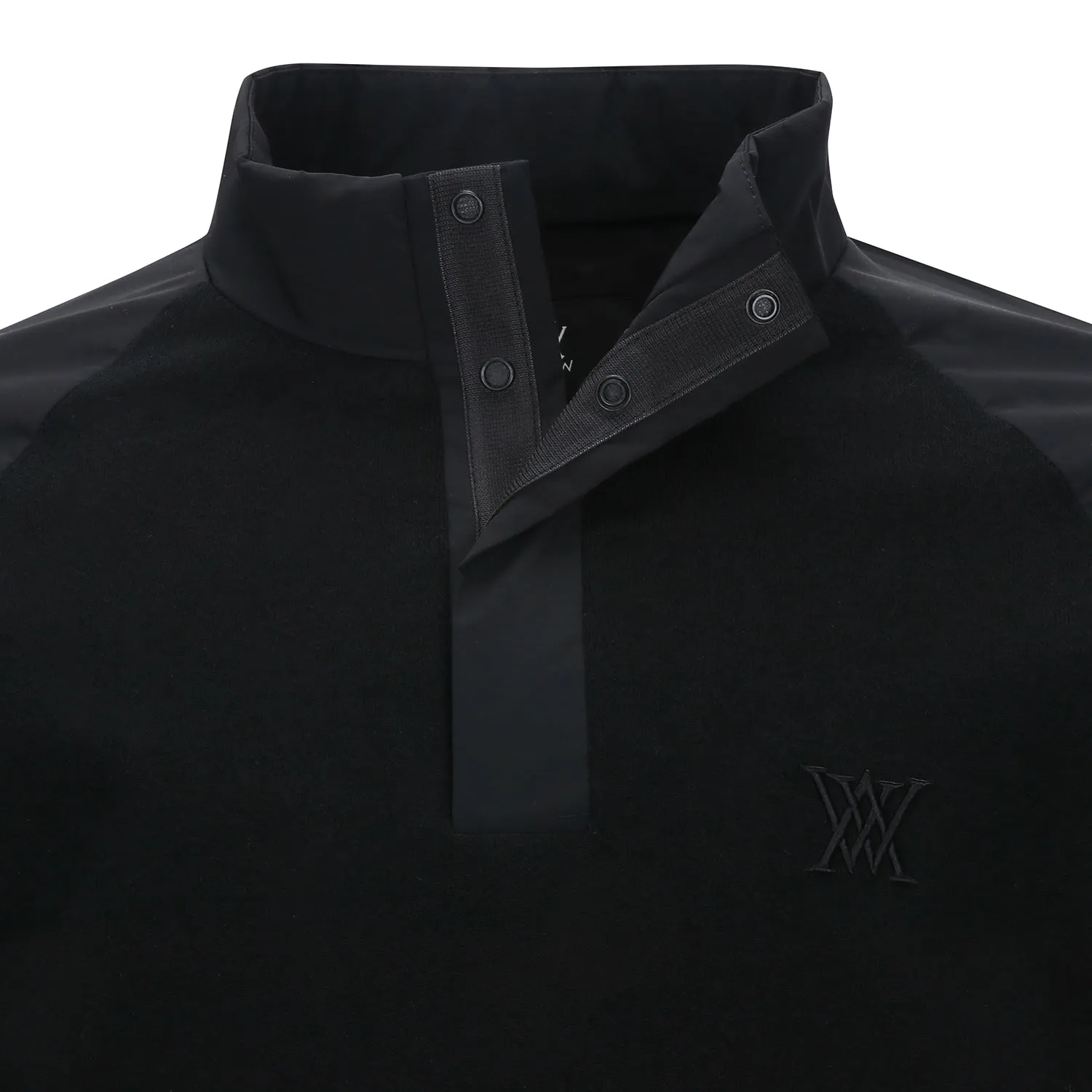 ANEW Golf Men's Preformance Wind Block Hybrid Pullover - Black