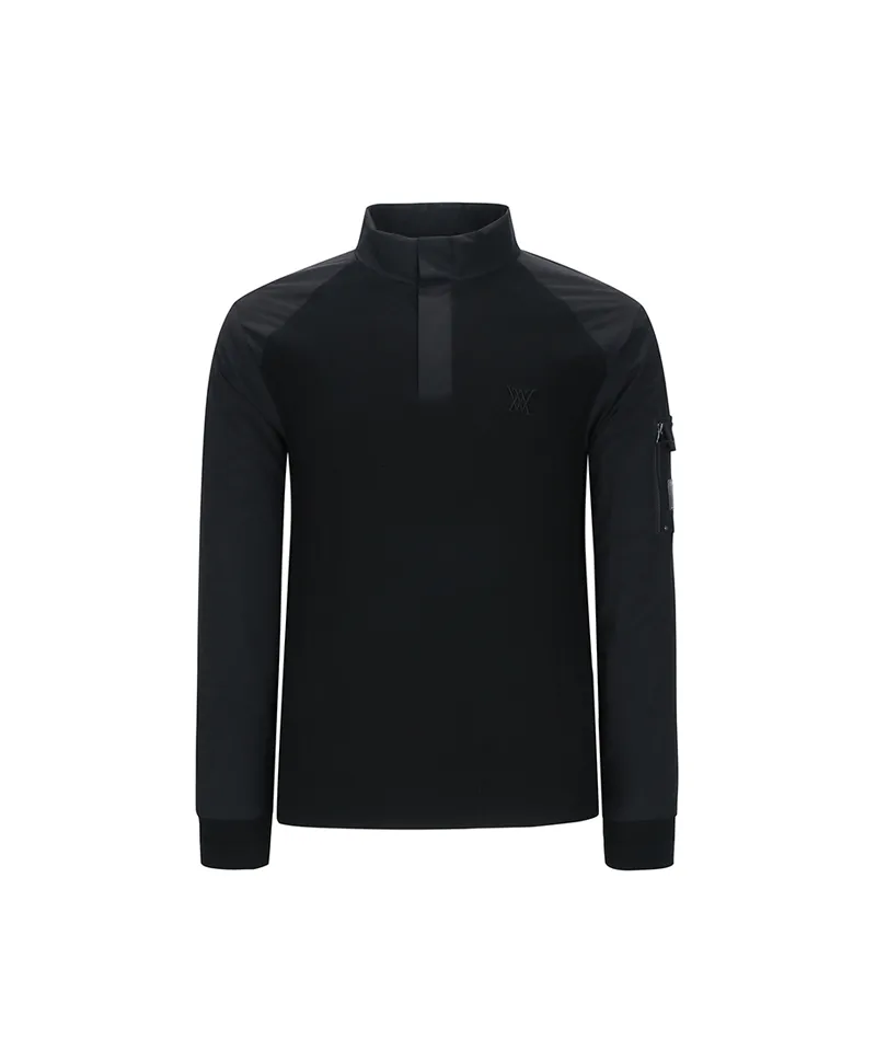 ANEW Golf Men's Preformance Wind Block Hybrid Pullover - Black