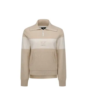 ANEW Golf Women Big Collar Half Zip-UP Pullover - Light Beige