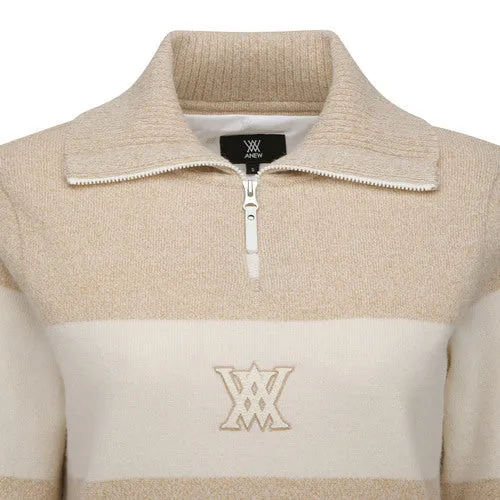 ANEW Golf Women Big Collar Half Zip-UP Pullover - Light Beige