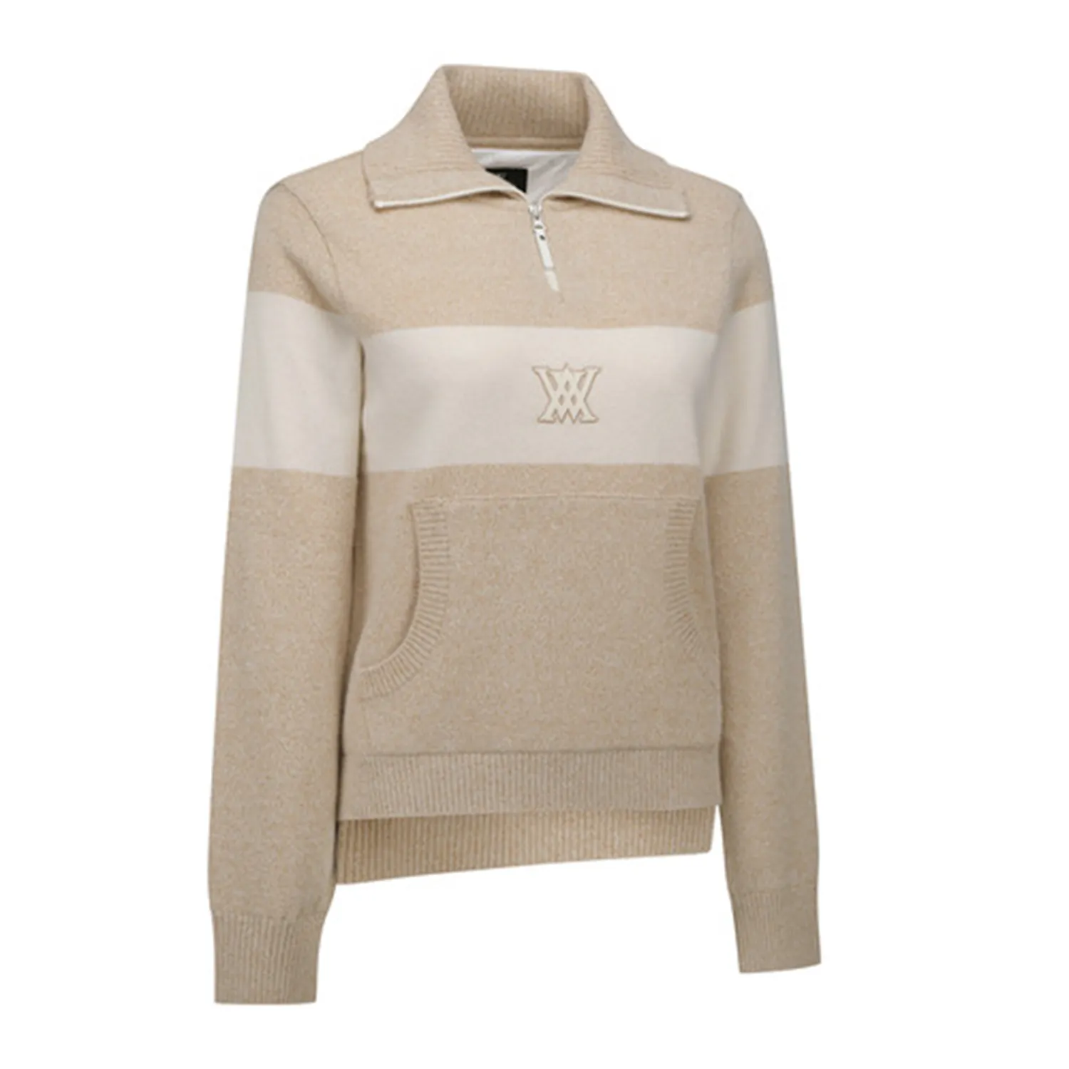 ANEW Golf Women Big Collar Half Zip-UP Pullover - Light Beige