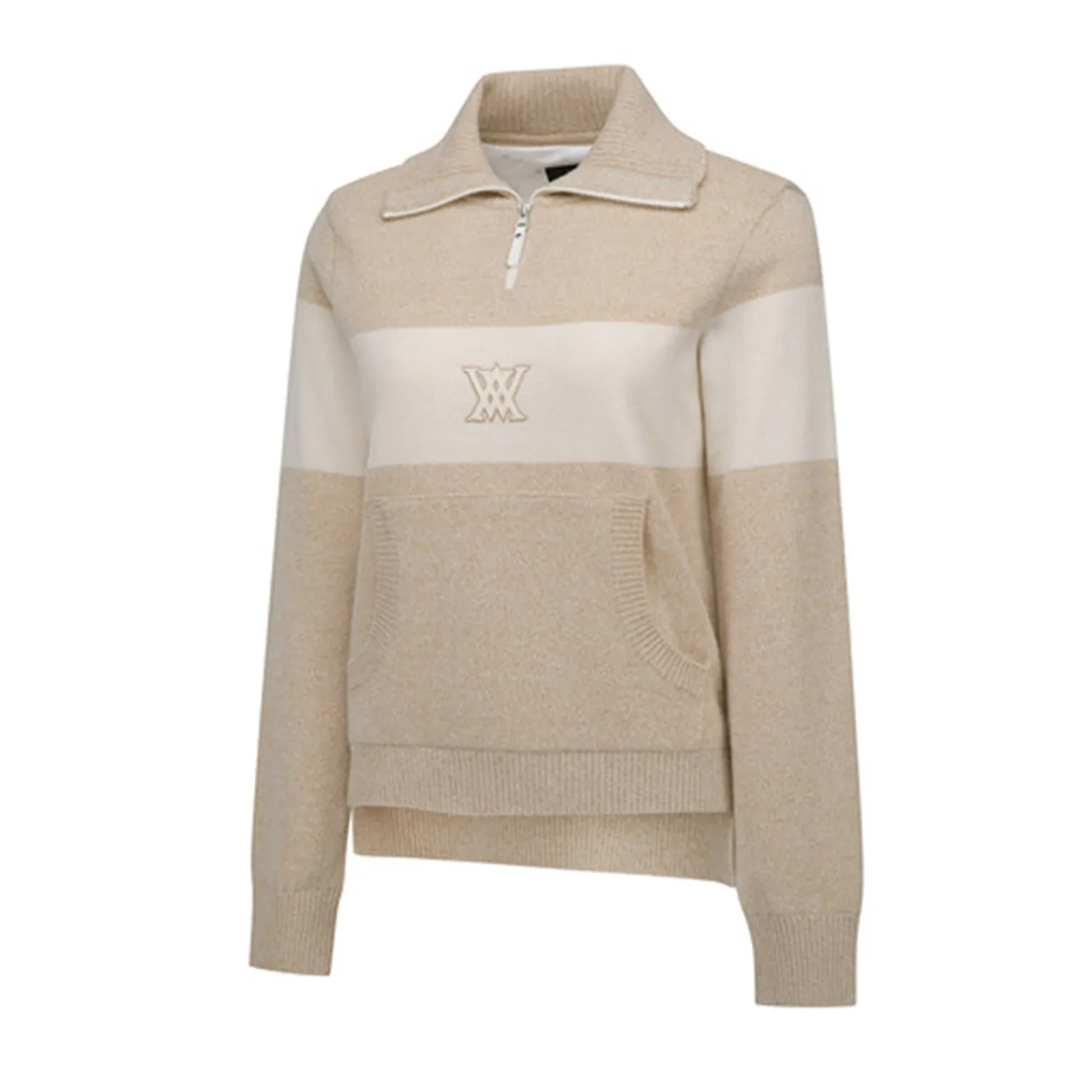 ANEW Golf Women Big Collar Half Zip-UP Pullover - Light Beige