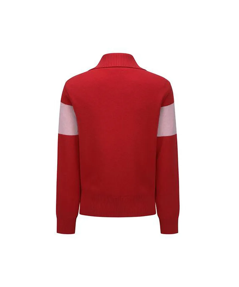 ANEW Golf Women Big Collar Half Zip-UP Pullover - Red