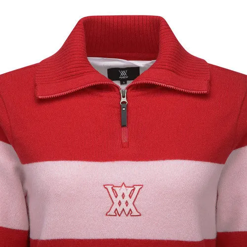 ANEW Golf Women Big Collar Half Zip-UP Pullover - Red