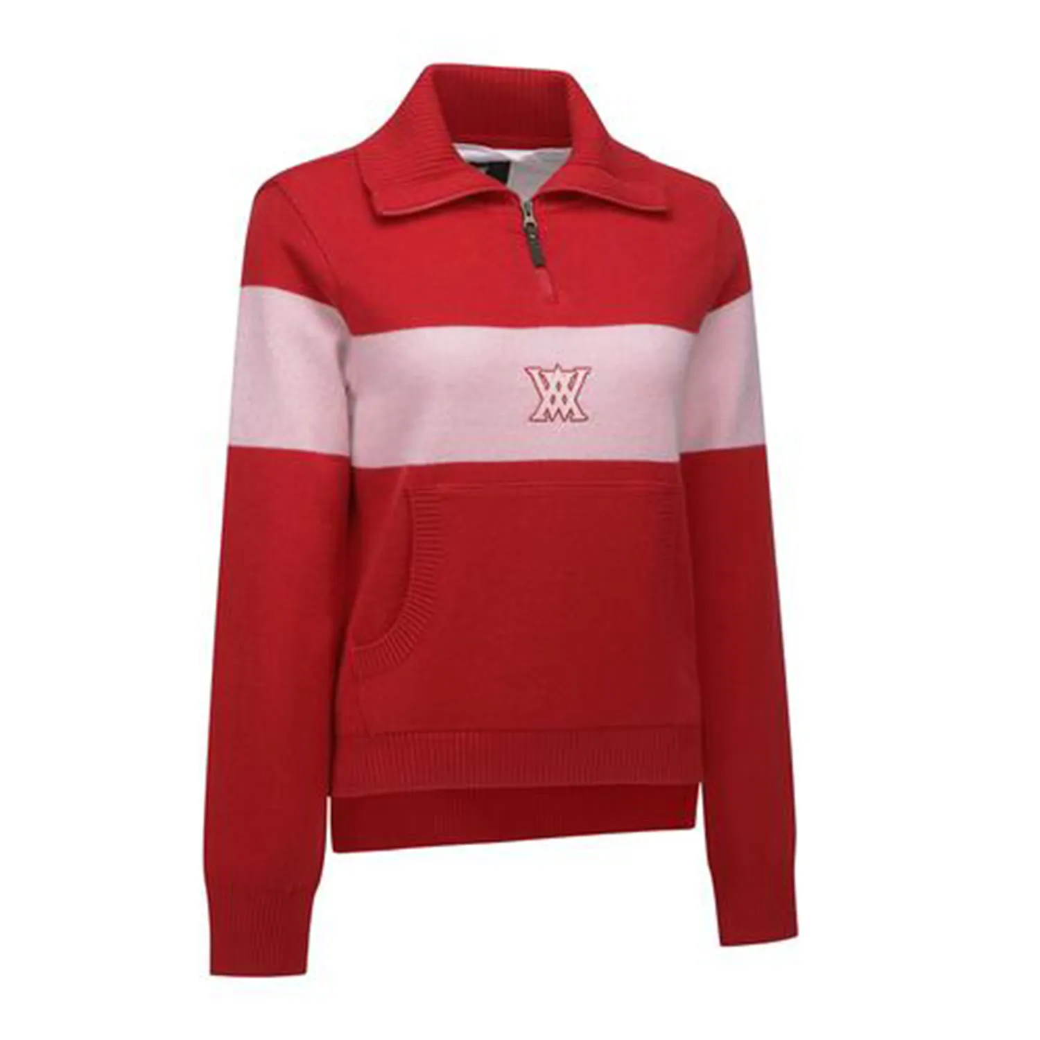 ANEW Golf Women Big Collar Half Zip-UP Pullover - Red
