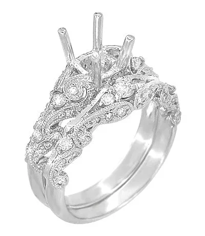 Annika Diamond Engagement Ring Setting and Wedding Ring in Platinum