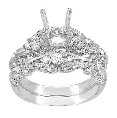 Annika Diamond Engagement Ring Setting and Wedding Ring in Platinum