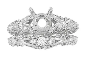 Annika Diamond Engagement Ring Setting and Wedding Ring in Platinum