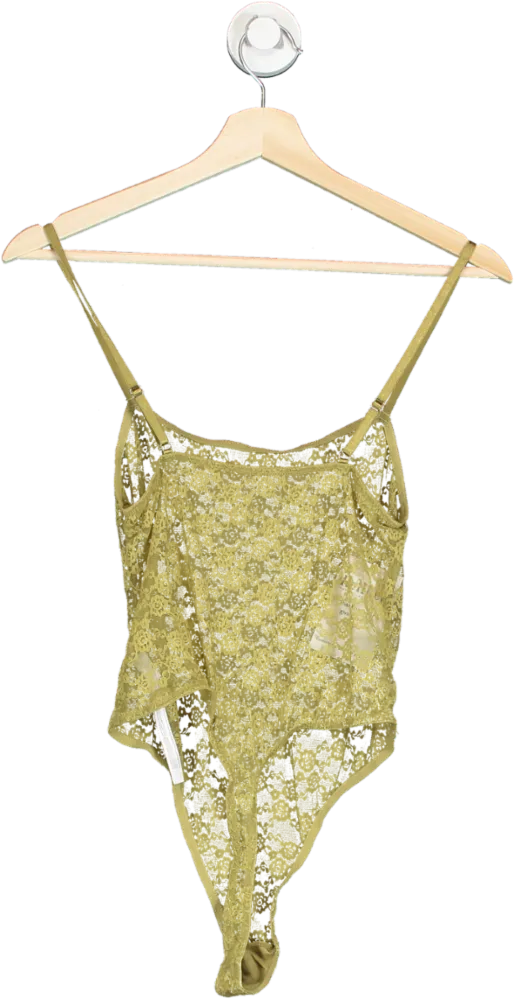 Anthropologie Out From Under Olive Green Lace Bodysuit UK S