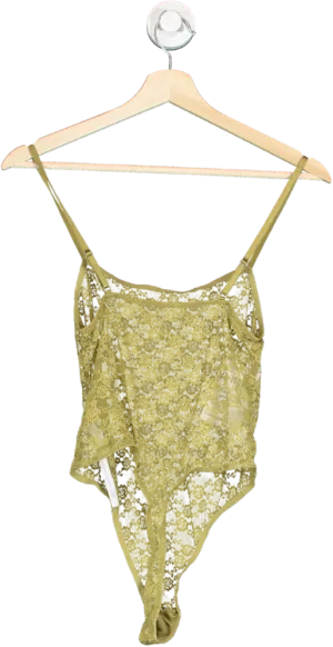 Anthropologie Out From Under Olive Green Lace Bodysuit UK S