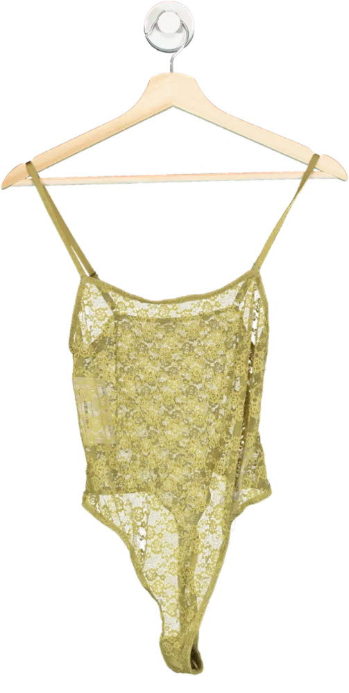 Anthropologie Out From Under Olive Green Lace Bodysuit UK S