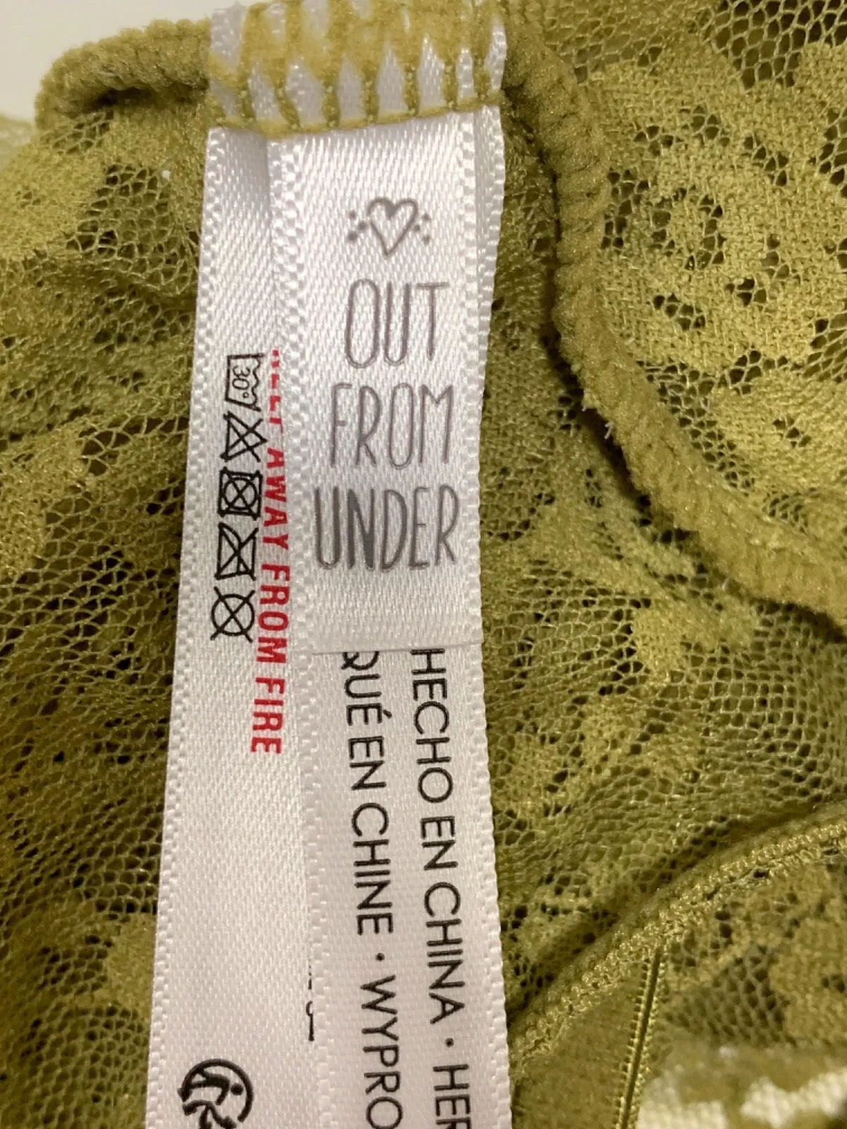 Anthropologie Out From Under Olive Green Lace Bodysuit UK S