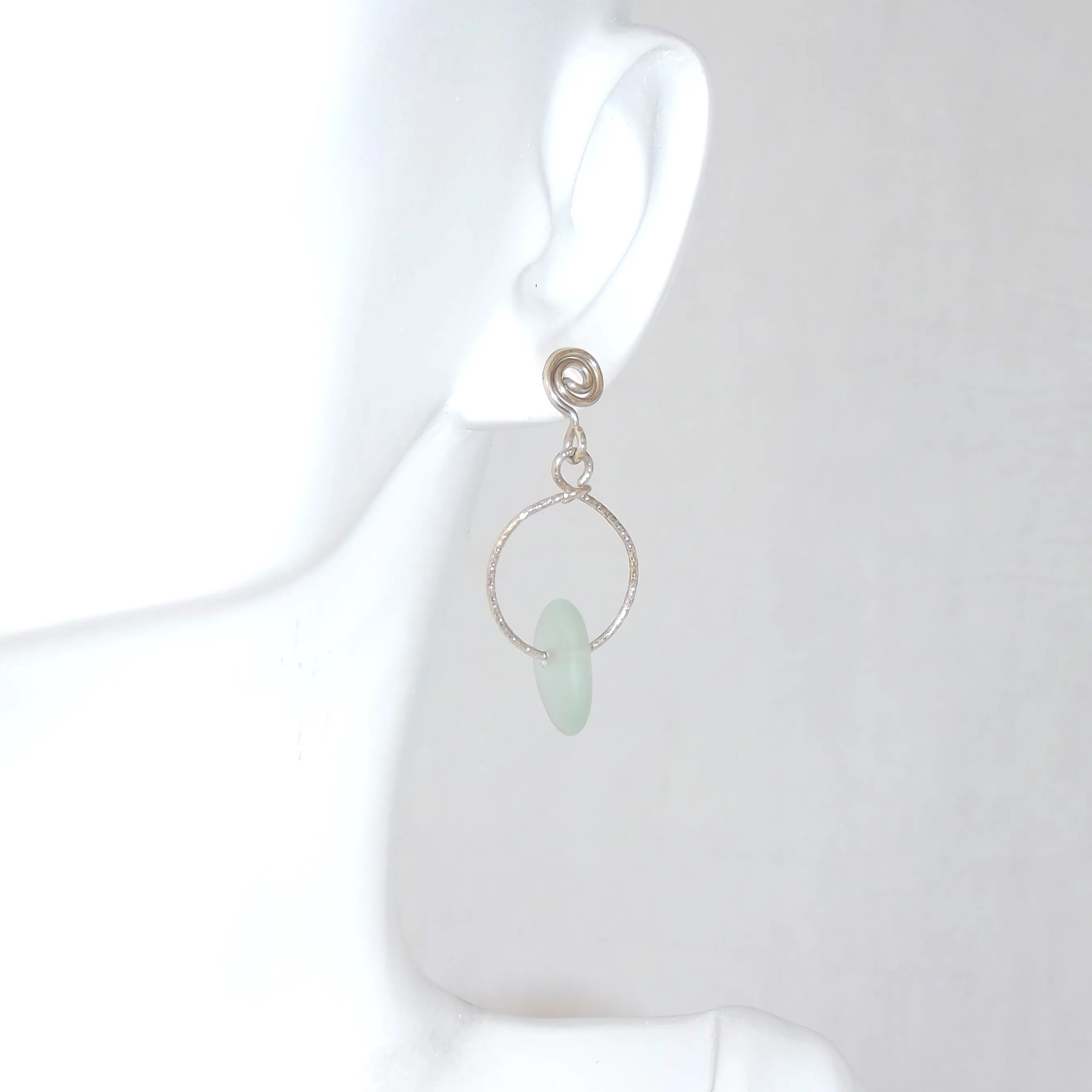 Aqua Sea Glass Earrings