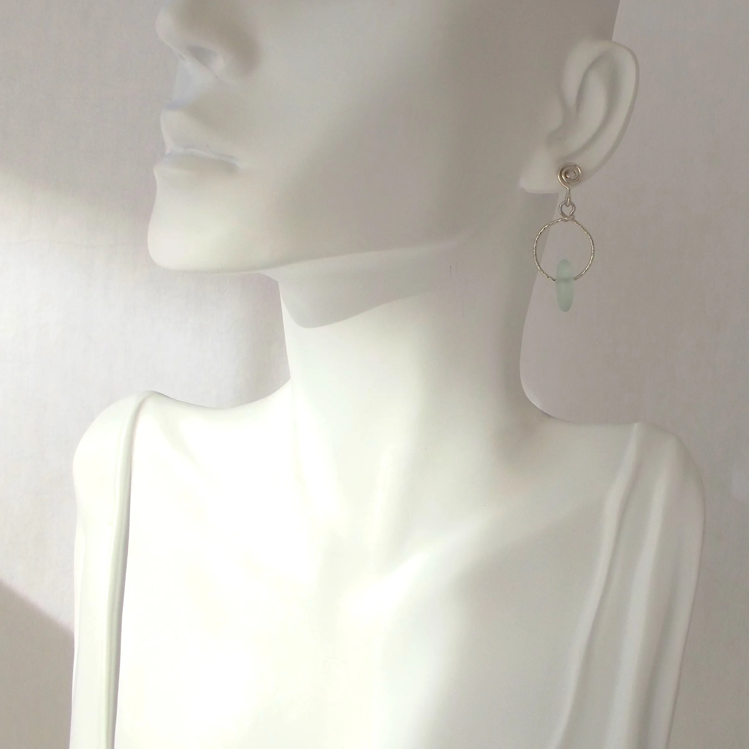 Aqua Sea Glass Earrings