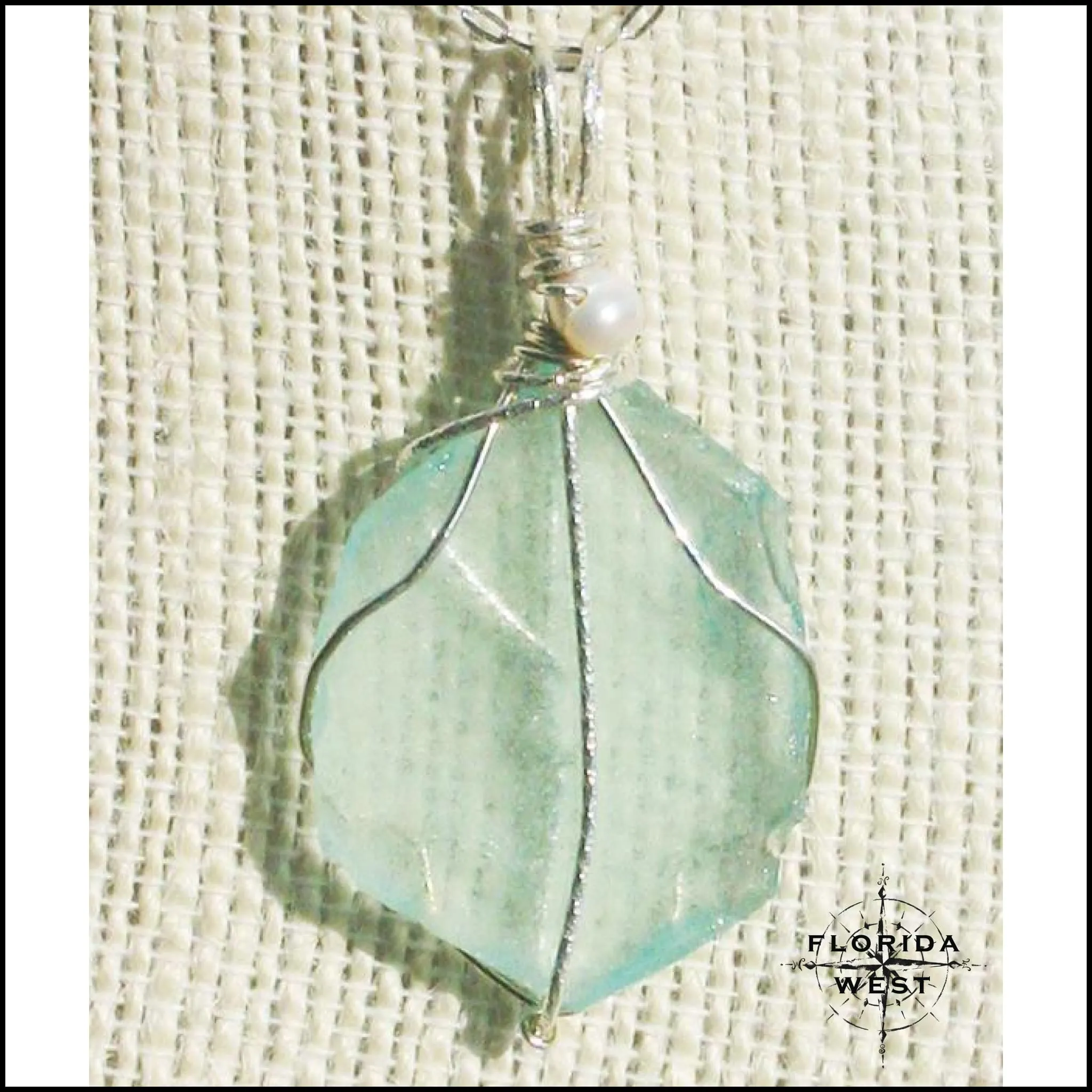 Aqua Sea Glass - Sterling Silver Wrap
