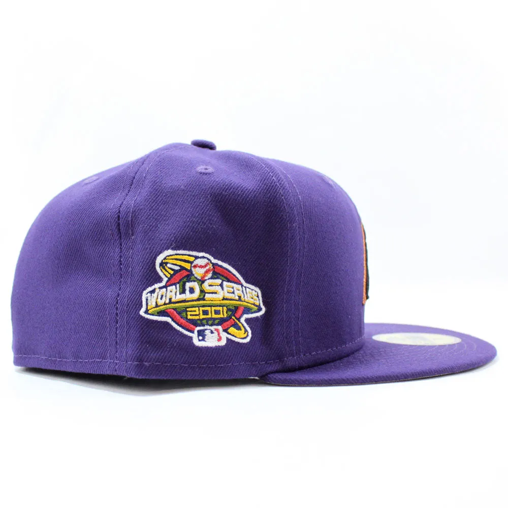 Arizona Diamondbacks 2001 World Series New Era 59Fifty Fitted Hat (Glow in the Dark Patch Purple Gray Under Brim)