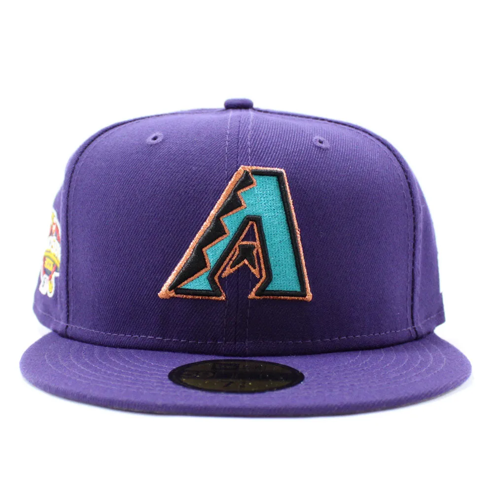 Arizona Diamondbacks 2001 World Series New Era 59Fifty Fitted Hat (Glow in the Dark Patch Purple Gray Under Brim)