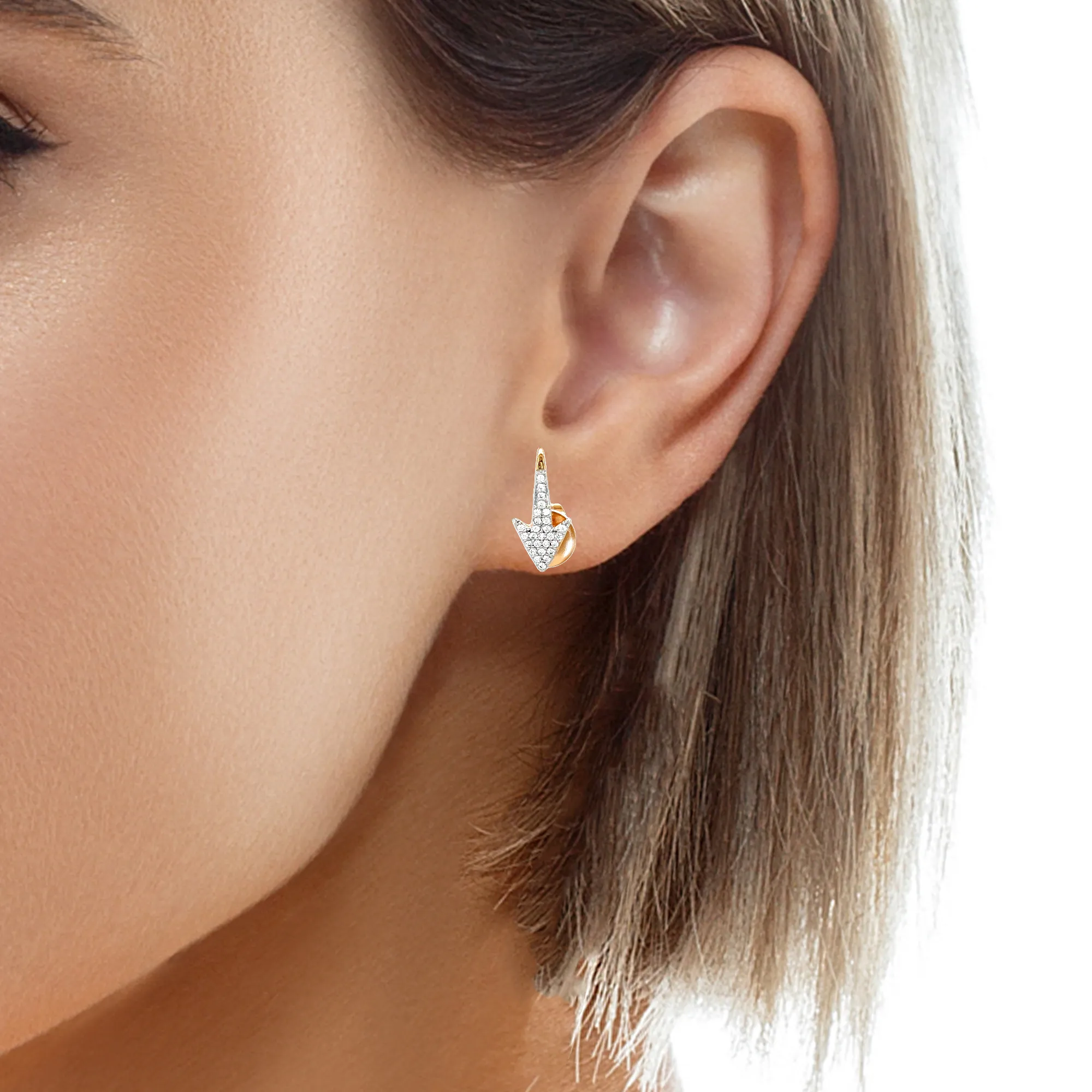 Arrow Shape Zirconia stones Stud Earrings 14k Rose gold filled