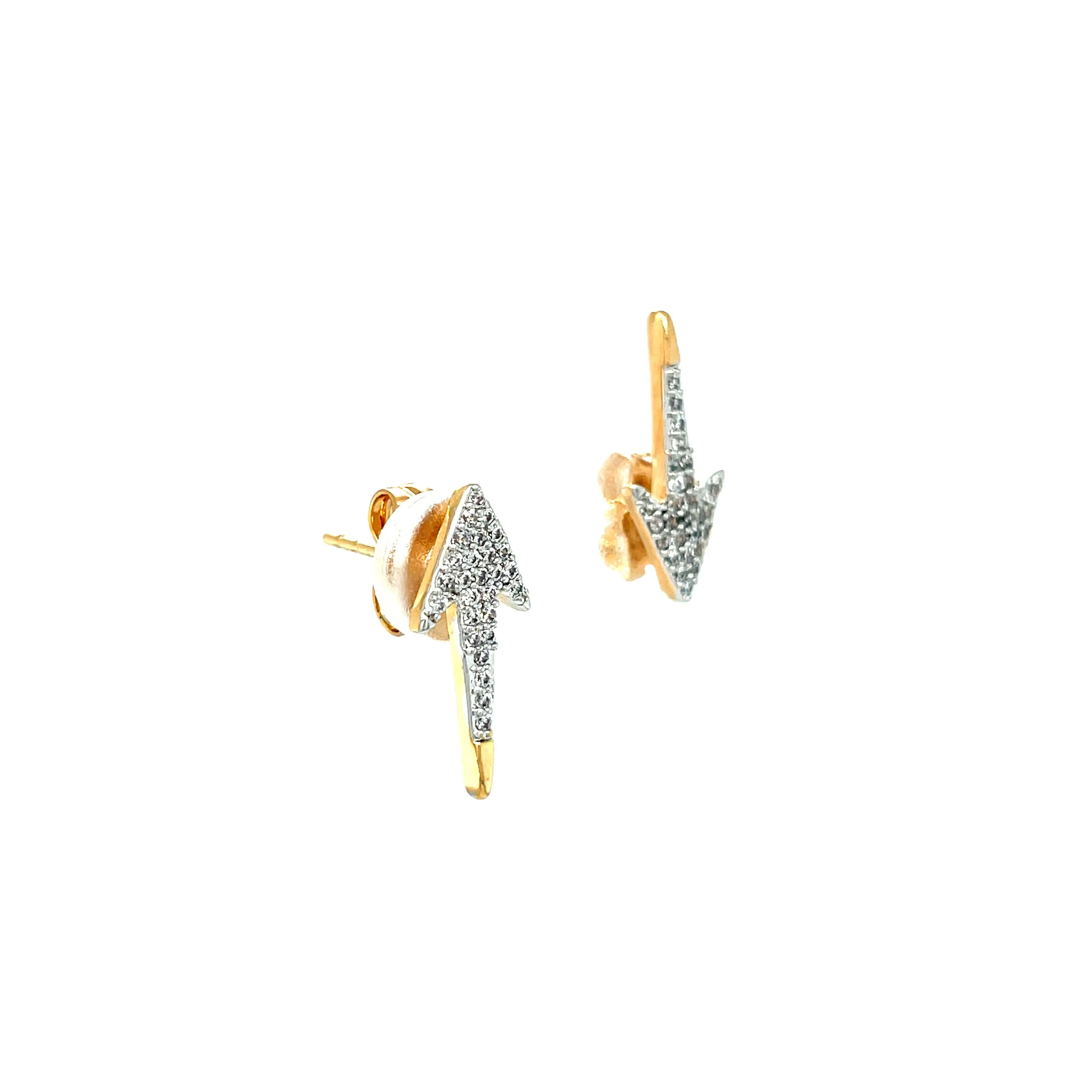 Arrow Shape Zirconia stones Stud Earrings 14k Rose gold filled