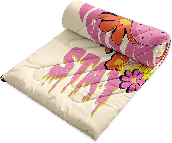 Axolotl Mushroom Printed Camping Blanket,Orange Pink Flowers Lightweight Packable Outdoor Blanket,Wild Fungus Puffy Camping Blanket,Colorful Mushrooms Backpacking for Camping,Sleeping,Hiking,Picnic