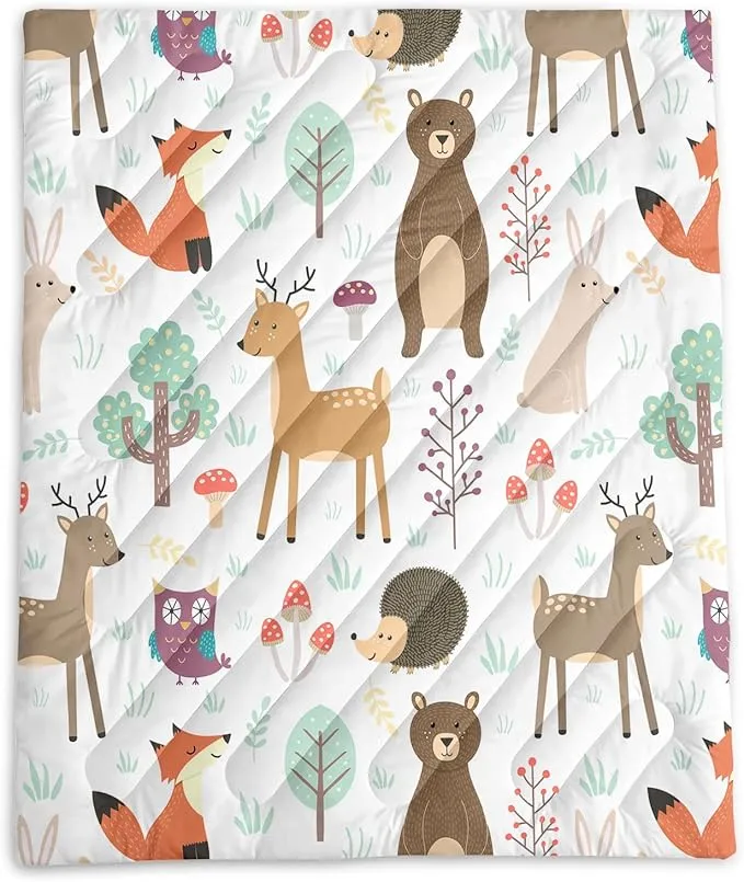 Axolotl Wild Animal Theme Printed Camping Blanket,Deer Bear Fox Waterproof Blanket,Mushroom Botanical Packable Outdoor Blanket,Woodland Hedgehog Owl Backpacking Quilt for Camping,Hiking,Stadium,Picnic