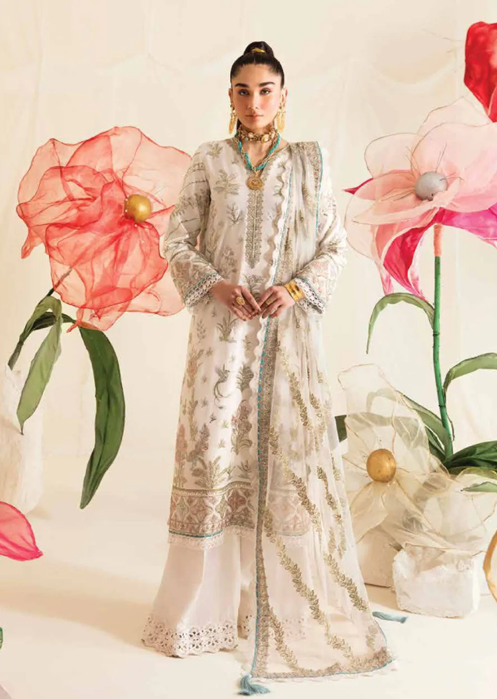 AZ-V4-03 - Unstitched - Fleur de lis Collection by Afrozeh 2023