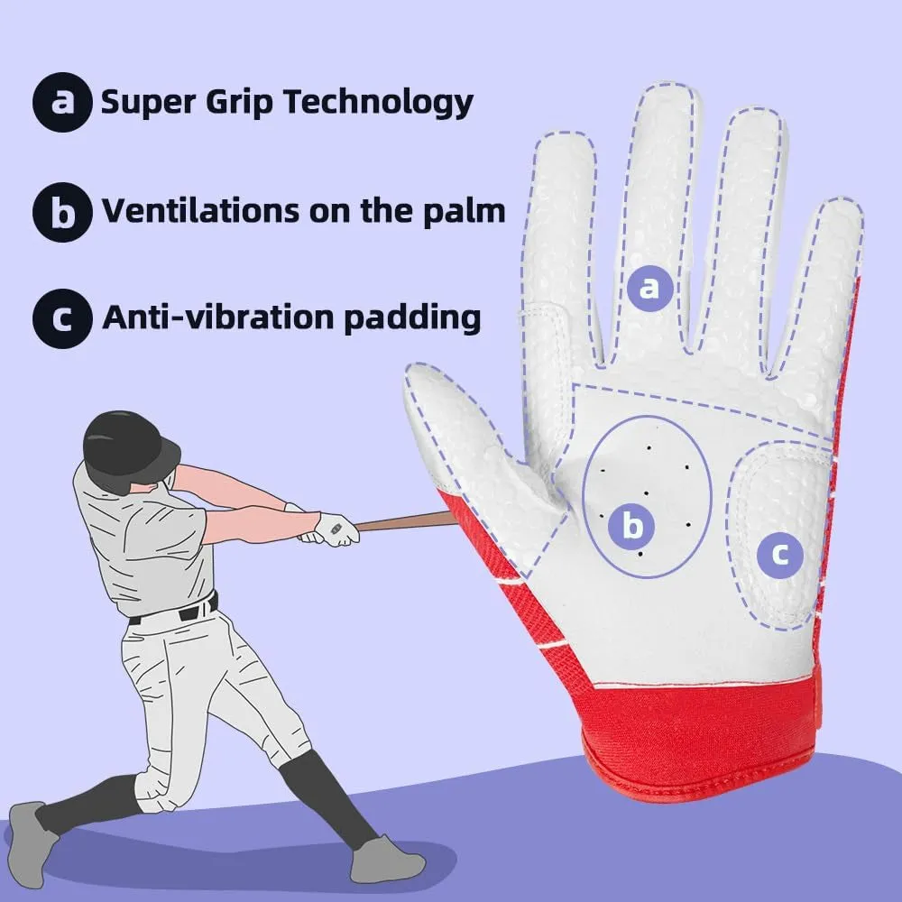 B-A-R PRO 2.0 Signature Baseball   Softball   Teeball Batting Gloves Super Grip Finger Multiple 11 Sizes   5 Colors Available Fit Adult Youth Kids Boys Girls Mens Women