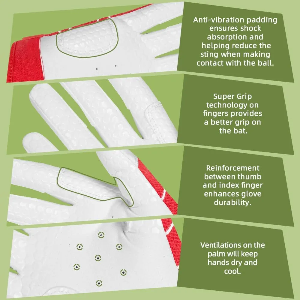 B-A-R PRO 2.0 Signature Baseball   Softball   Teeball Batting Gloves Super Grip Finger Multiple 11 Sizes   5 Colors Available Fit Adult Youth Kids Boys Girls Mens Women