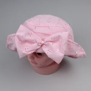 Baby Girls Broderie Anglaise Summer Hat with Big Bow - Pink