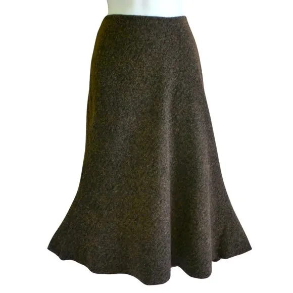 Bailey 44 Trumpet Midi Skirt Brown Pull On Textured USA M