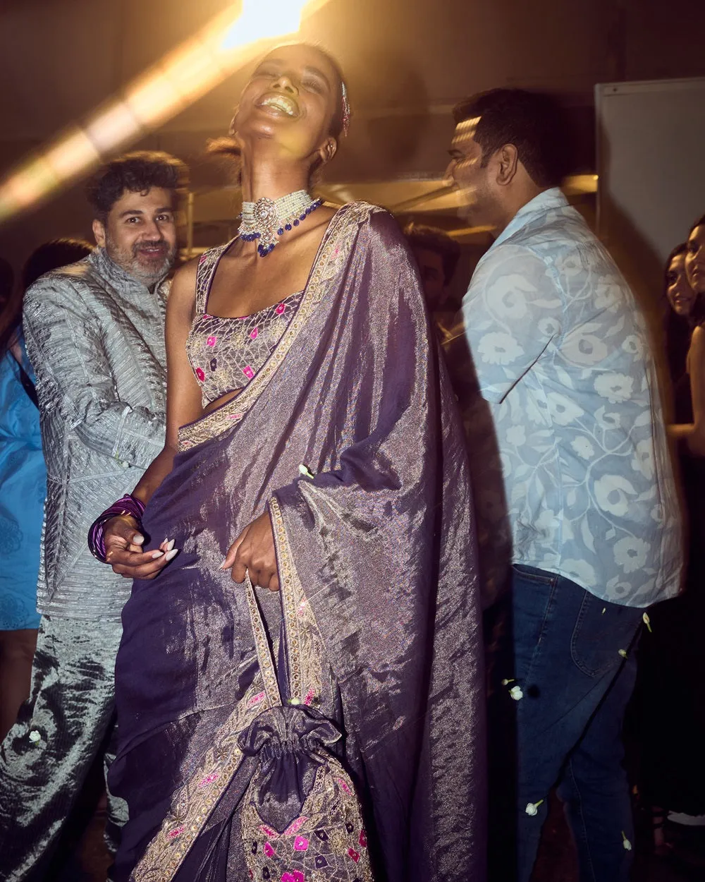 Baingani metallic tissue sari and blouse