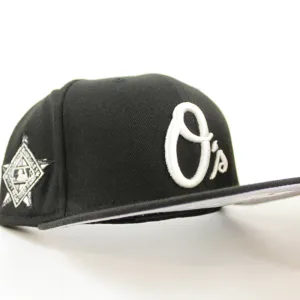 Baltimore Orioles World Series New Era 59Fifty Fitted hat (Black White Gray Under Brim)