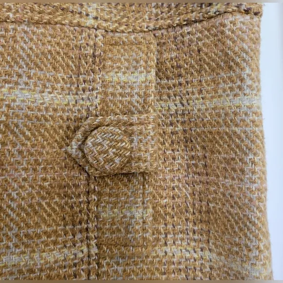 Banana Republic Women Yellow Plaid Tweed Retro Wool Blend Mod Lined Skirt 14 New