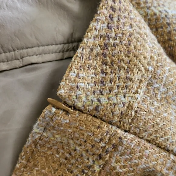 Banana Republic Women Yellow Plaid Tweed Retro Wool Blend Mod Lined Skirt 14 New